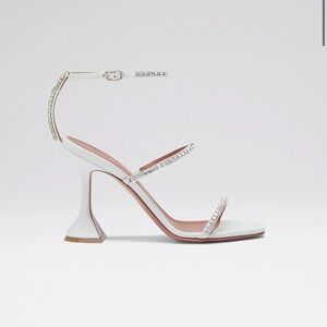 Amina Muaddi Gilda Sandal White Nappa and White Crystals
